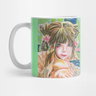 The Girl in Orange Beige Mug